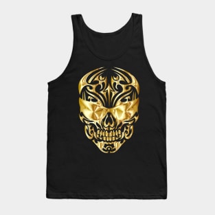 Ornate Golden Skull With Sunglasses Tank Top